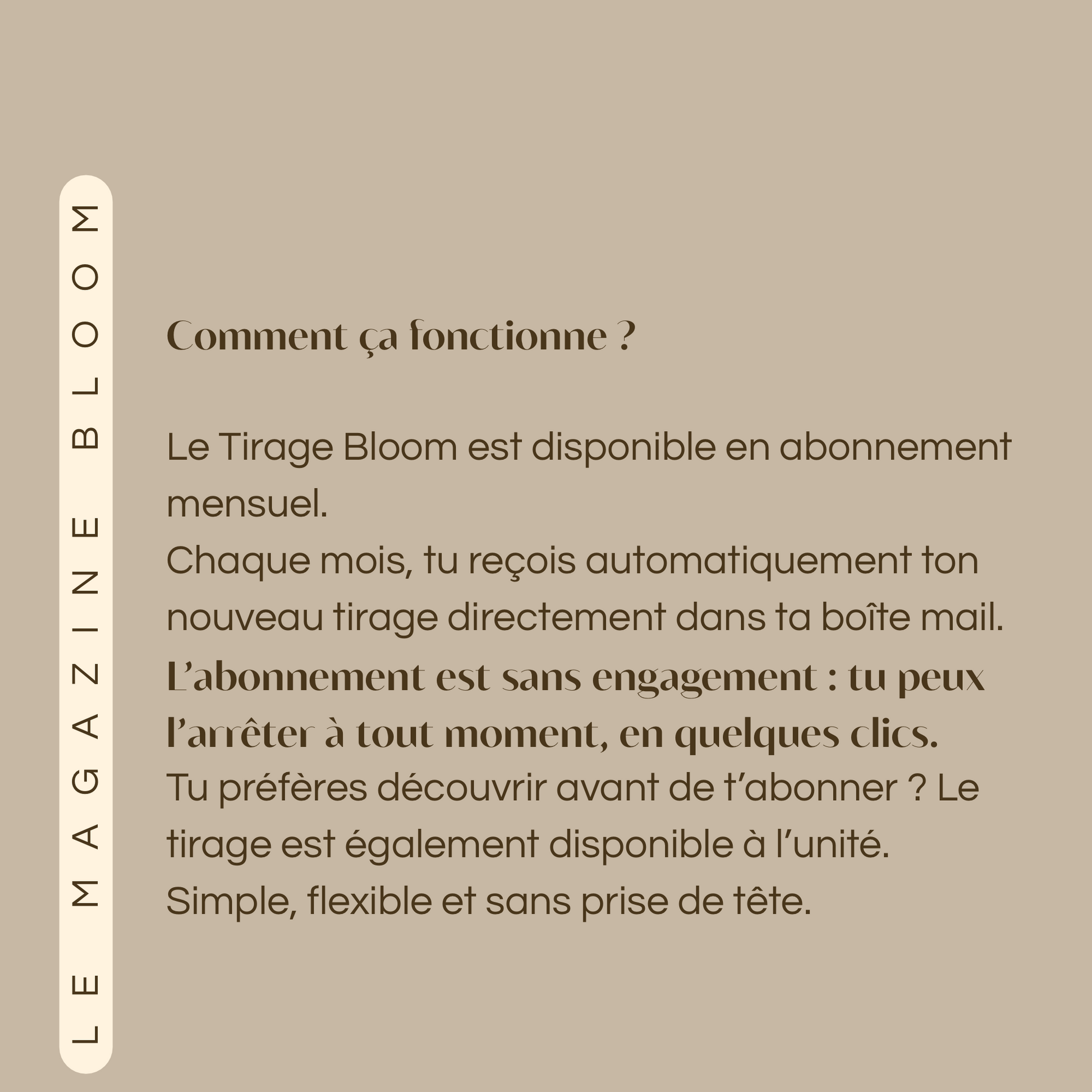 Tirage Bloom | 3 mois